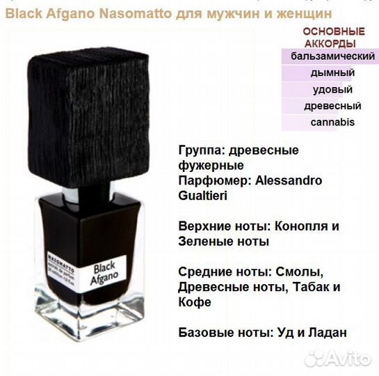 Nasomatto Black Afgano, духи высокой концентрации