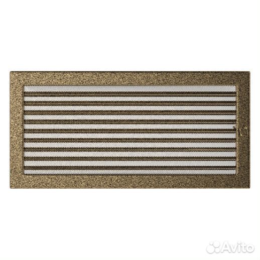 Вент решетка Kratki черная/золото с жалюзи 17 см 1