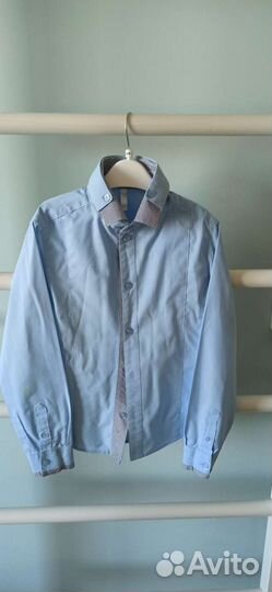 Рубашка на мальчика, голубая, рост 128