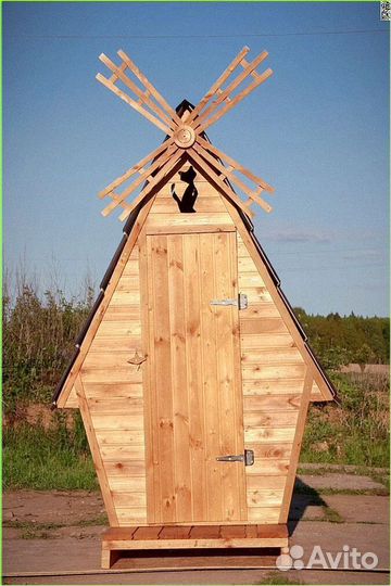 Дачный туалет деревянный прямоугольник QMU