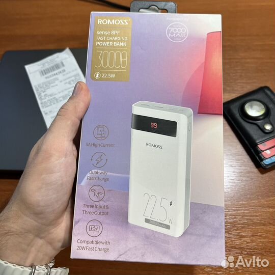 Powerbank romoss Sense 8PF 30000mAh PD 3A белый