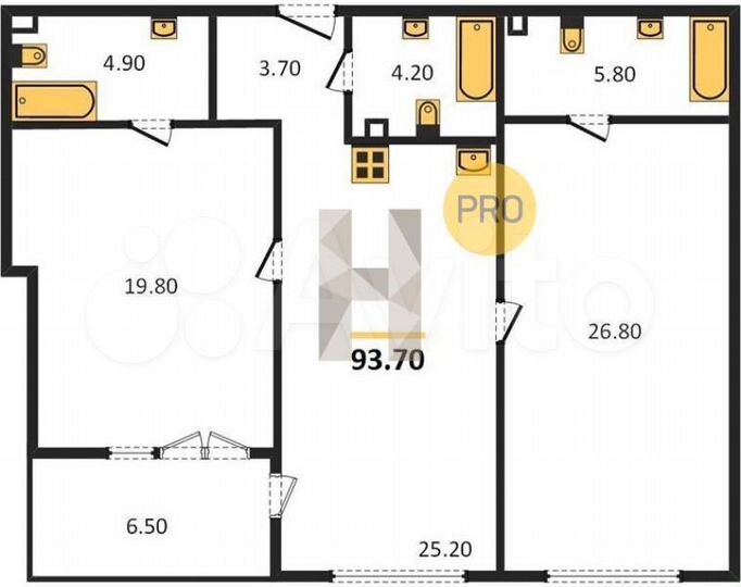2-к. квартира, 93,7 м², 11/14 эт.