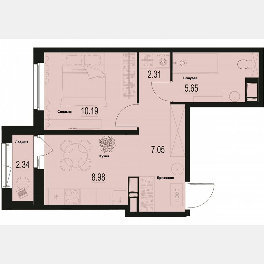 1-к. квартира, 35,4 м², 9/12 эт.