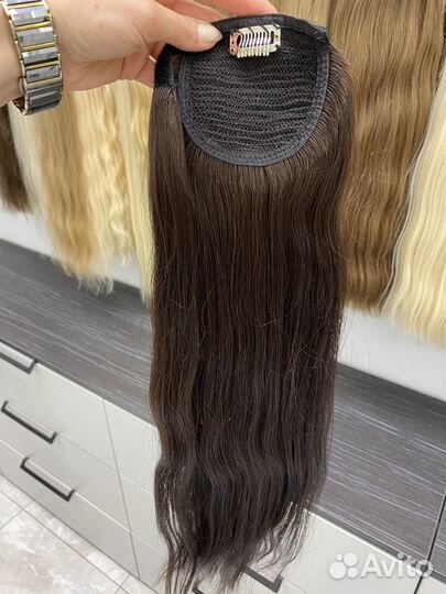 Шиньон-хвост из натуральных волос 50см