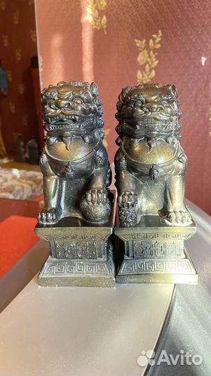Статуетки китайские львы собаки