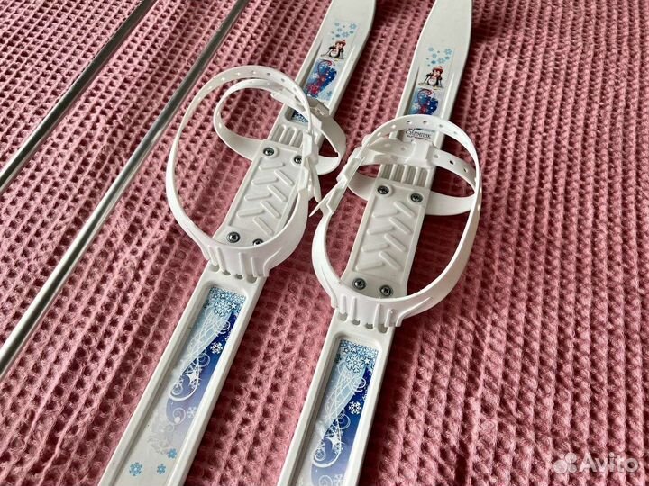 Лыжи детские пластиковые палки Олимпик спорт