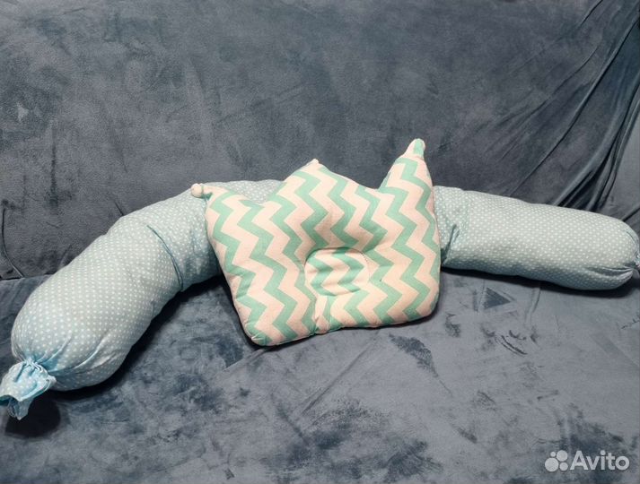 Детская анатомическая подушка бортик и валик