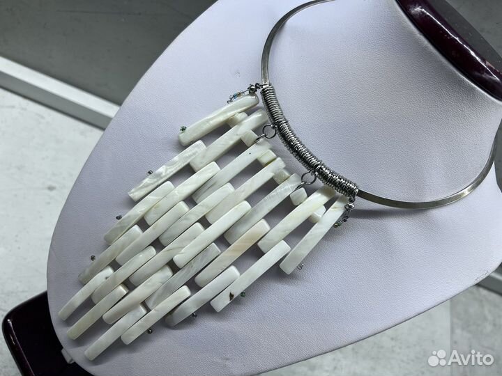 Бусы колье ожерелье чокер перламутр жемчуг серебро