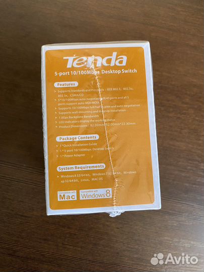 Компактный Коммутатор Tenda 5 портов новый