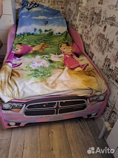 Детская кровать машина с матрасом