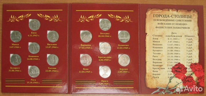 Монеты Города-столицы освобожденные от фашистов