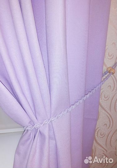 Комплект штор с подхватами однотонные