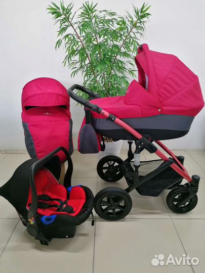 Коляска 3в1 Bebetto Murano (графит с красным)