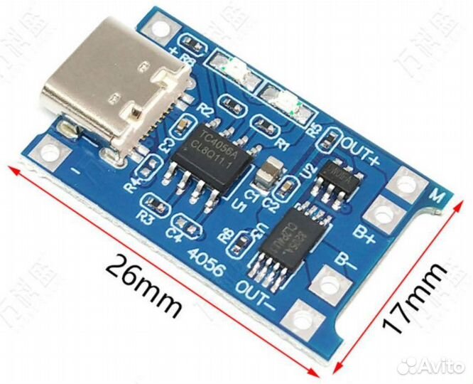 Модуль зарядки аккумуляторов TP4056 type-c