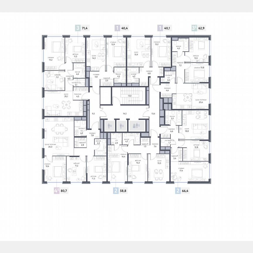 2-к. квартира, 66 м², 23/25 эт.