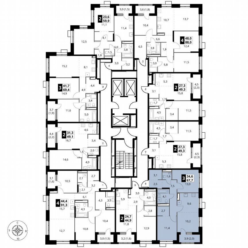 2-к. квартира, 67,7 м², 5/25 эт.