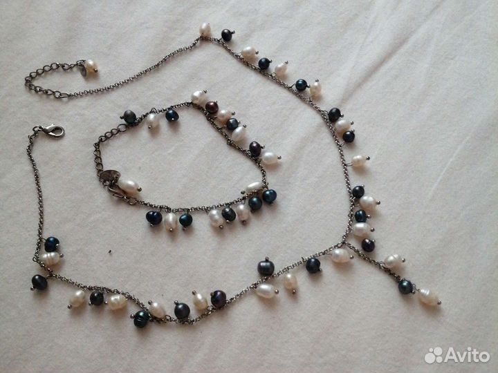 Набор колье и браслет из жемчуга
