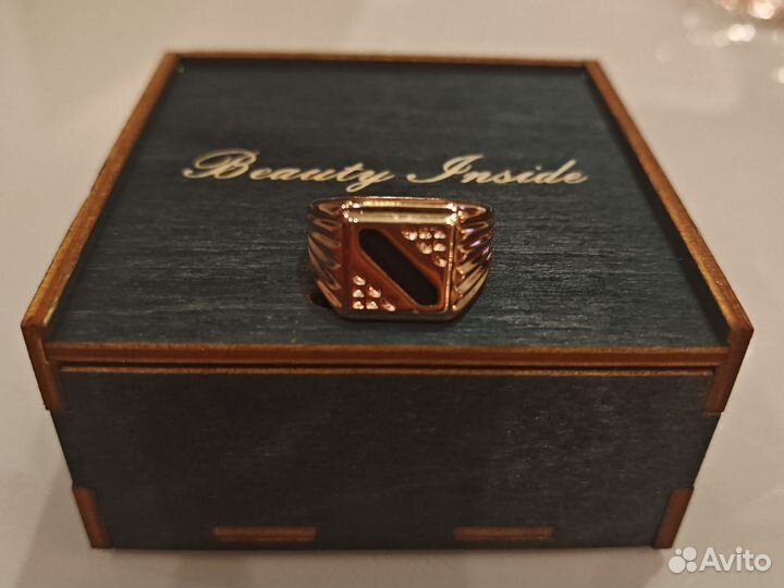 Мужской золотой перстень печатка покрытие сплавом