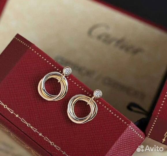 Серьги золотые Cartier Trinity