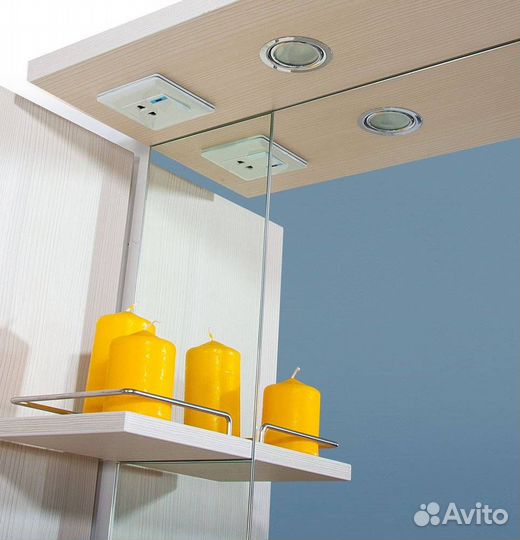 Зеркало Бриклаер Бали 90 светлая лиственница, белый глянец, R