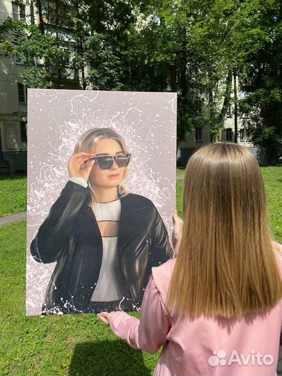 Портрет по фото на холсте, печать картин на холсте