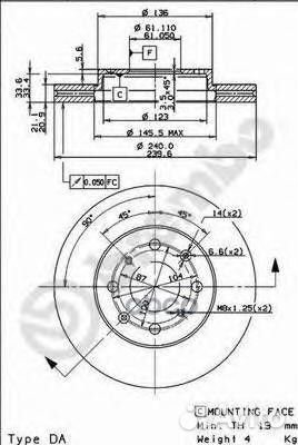Диск тормозной Standard перед 09955410 Brembo