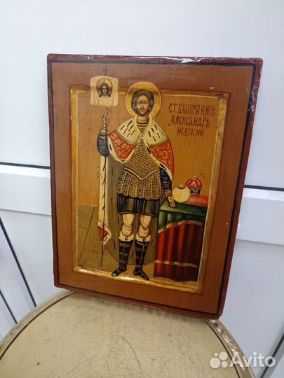 Икона старинная. Александр Невский