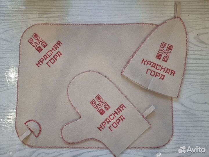 Банный набор, банные шапки, с вышивкой на подарок