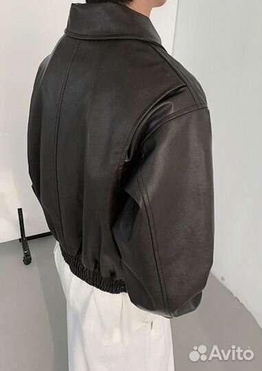 Бомбер винтажный leather balenciaga type