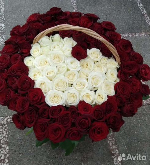101 роза сердцем В корзине, 101 роза В омске