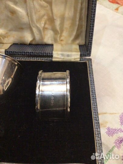 Антикварный крестильный набор серебро Англия