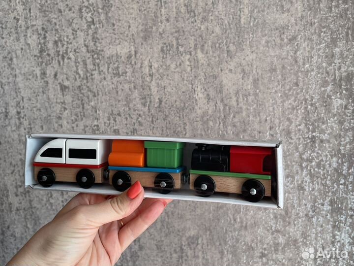 Поезд икеа IKEA лиллабу паравоз деревянные игрушки