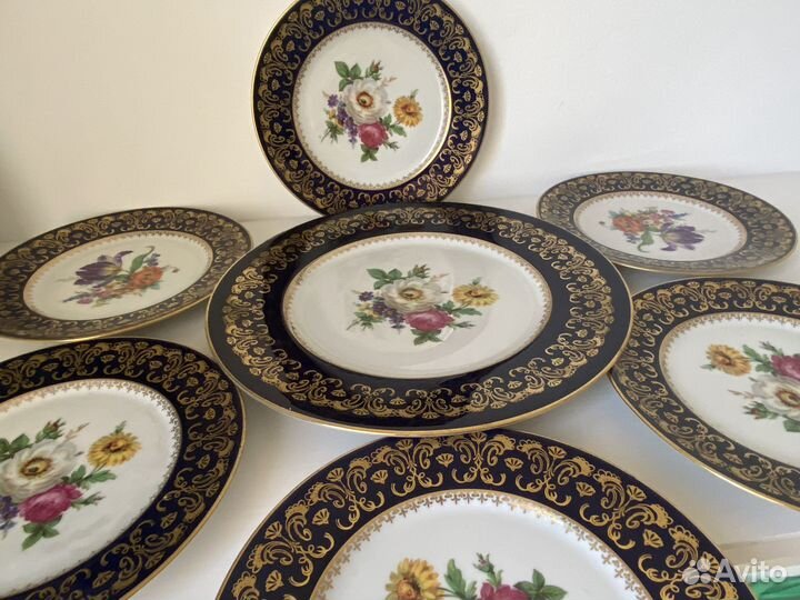 Тарелки кобальт Бавария, 6+1. Забронировано
