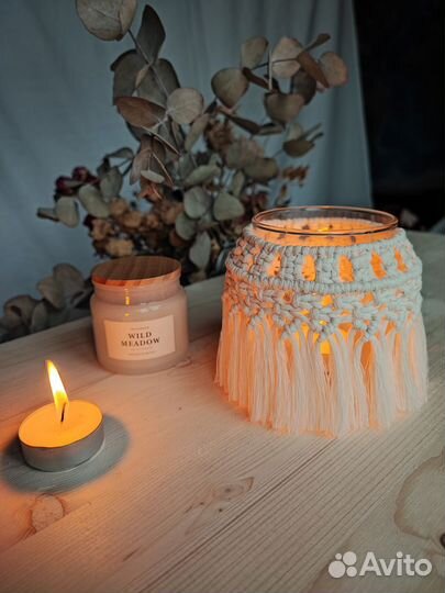 Подсвечник макраме
