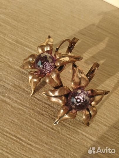 Серебряные серьги с аметистом