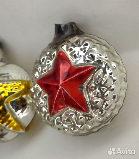 Ёлочные игрушки медальоны агитация 2шт. СССР