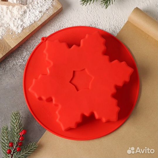 Форма для выпечки силиконовая Доляна «Снежинка», 2