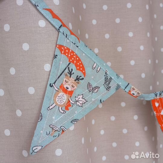 Гирлянда 1,9м 10 хлопковых флажков высотой 11см