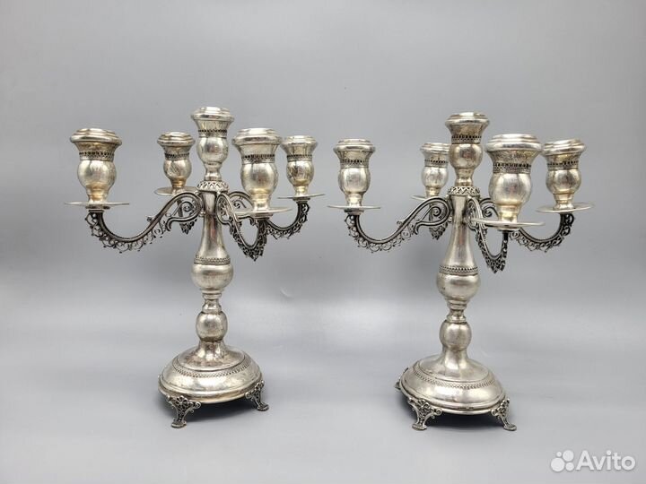 Парные канделябры подсвечники серебро 925 Европа