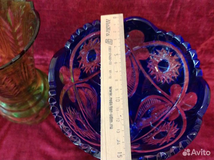 Ваза кобальт синяя тяжёлая