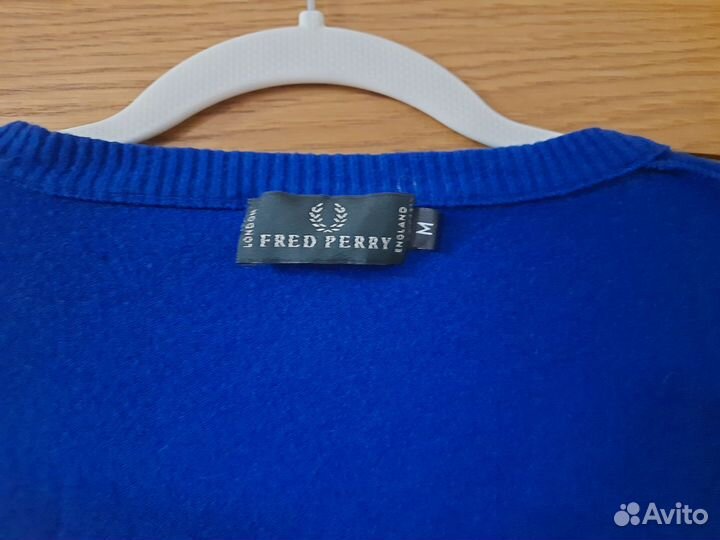 Джемпер синий пуловер Fred Perry шерсть кашемир