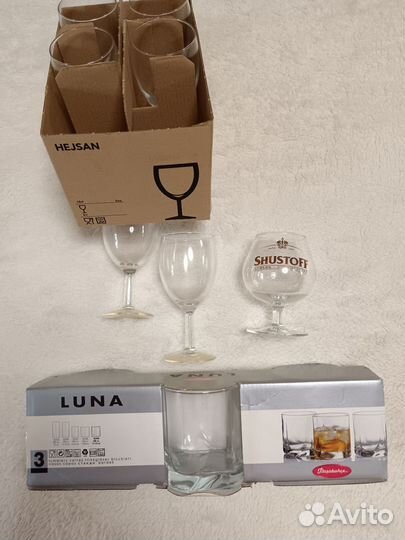 Рюмки, бокалы,стаканы, фужеры хрусталь и стекло