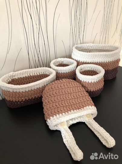 Вязаные корзиночки