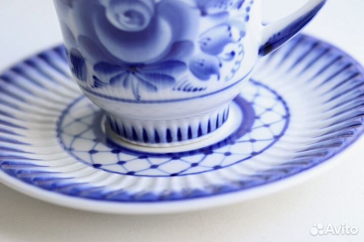 Чайная пара ромашка Гжель (170 мл, фарфор)