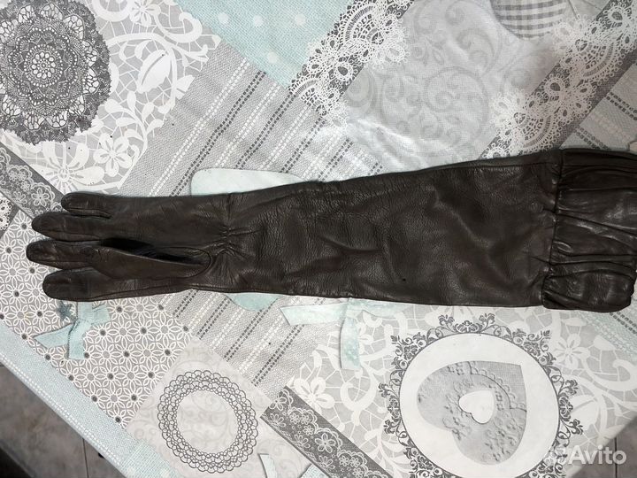 Перчатки женские длинные кожа 6
