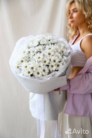 Облако из стойких хризантем 25 шт. Доставка