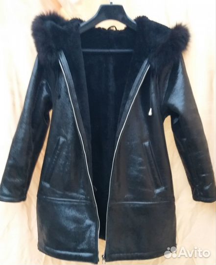 Натуральная Дубленка Зимняя курка женская размер L