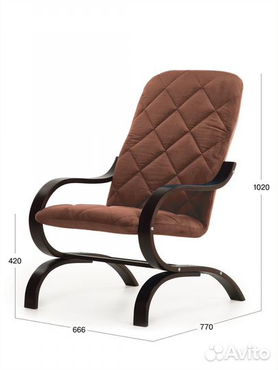 Кресло для отдыха Beneli лидер, Коричневое, велюр