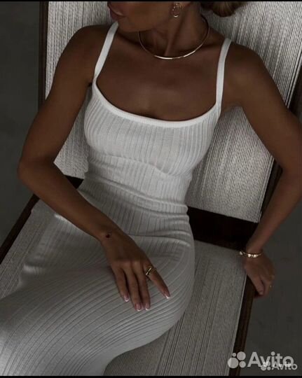 Платье трикотажное женское лапша макси