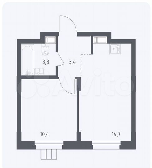 1-к. апартаменты, 31,8 м², 12/17 эт.